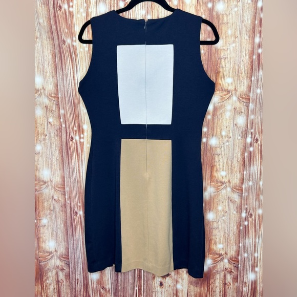 Calvin Klein Dresses & Skirts - Calvin Klein Color Blocked Sheath Dress Size 8 Navy Taupe and Cream